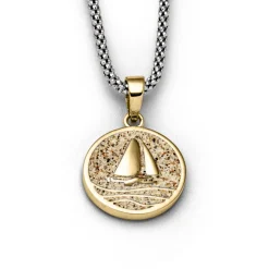 Anhänger "Ahoi" Strandsand vergoldet