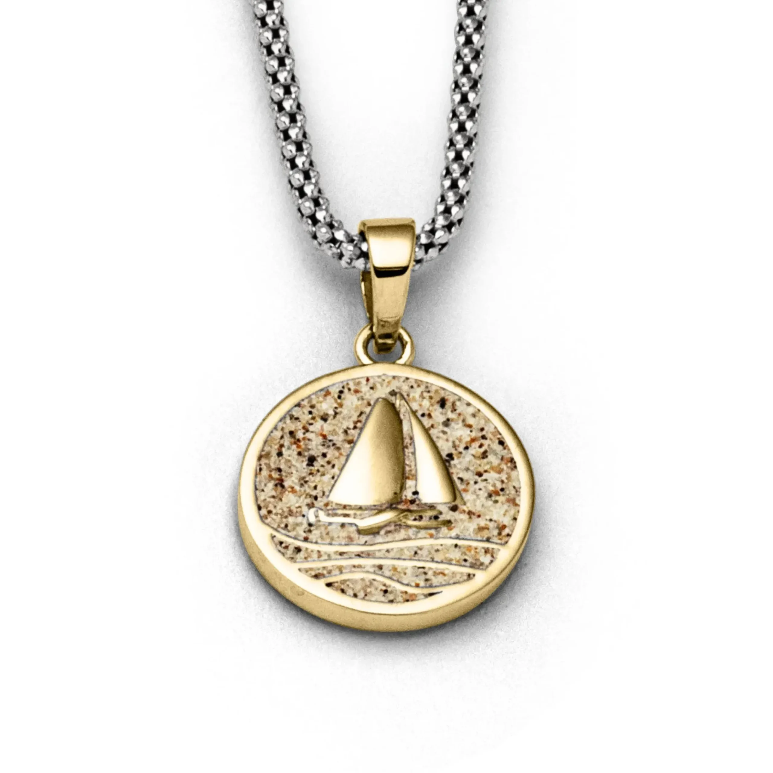 Anhänger "Ahoi" Strandsand vergoldet