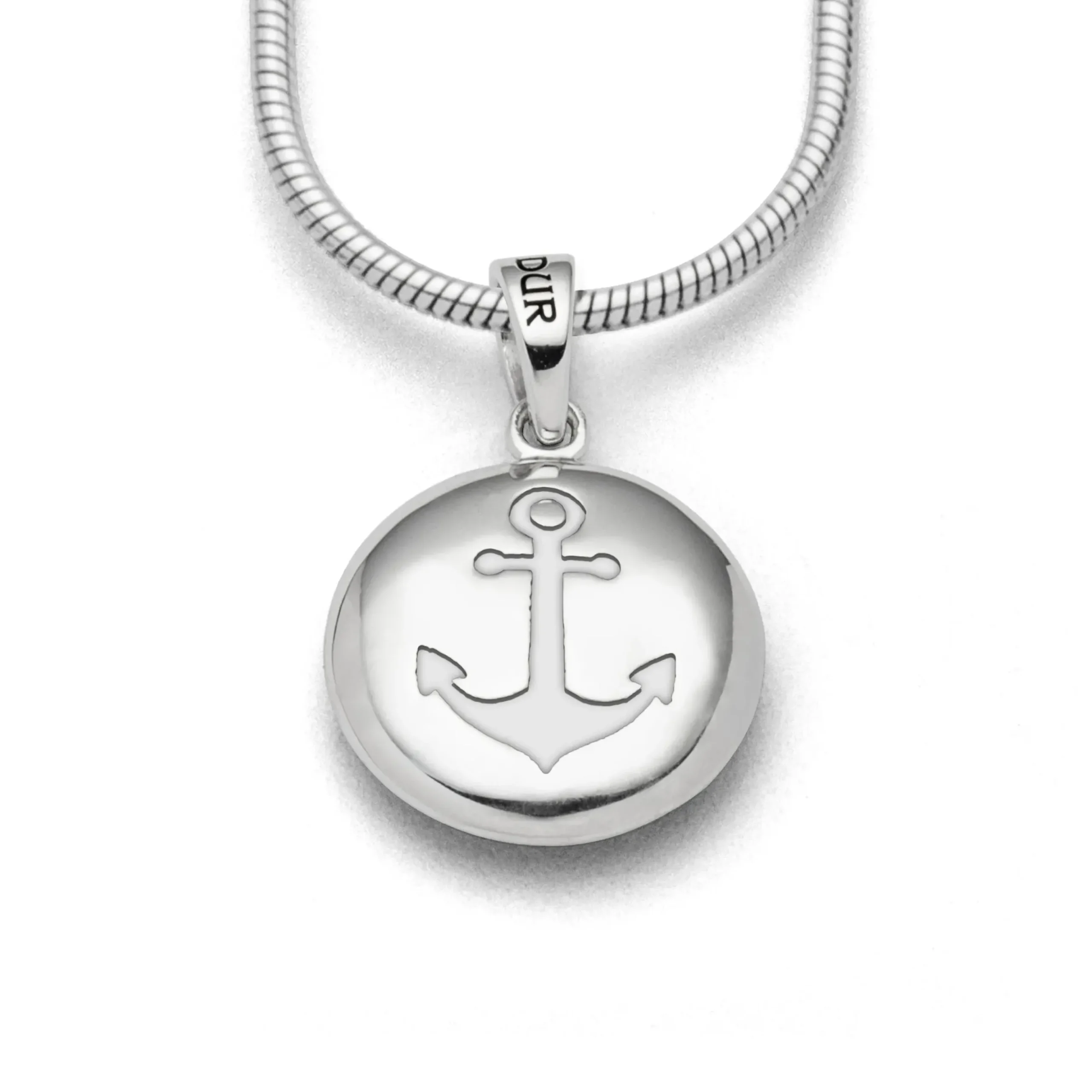 Anhänger "Anker/Muschel" Ellipse, hell rhodiniert