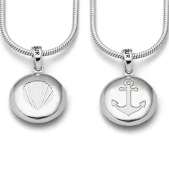 Anhänger "Anker/Muschel" Ellipse, hell rhodiniert
