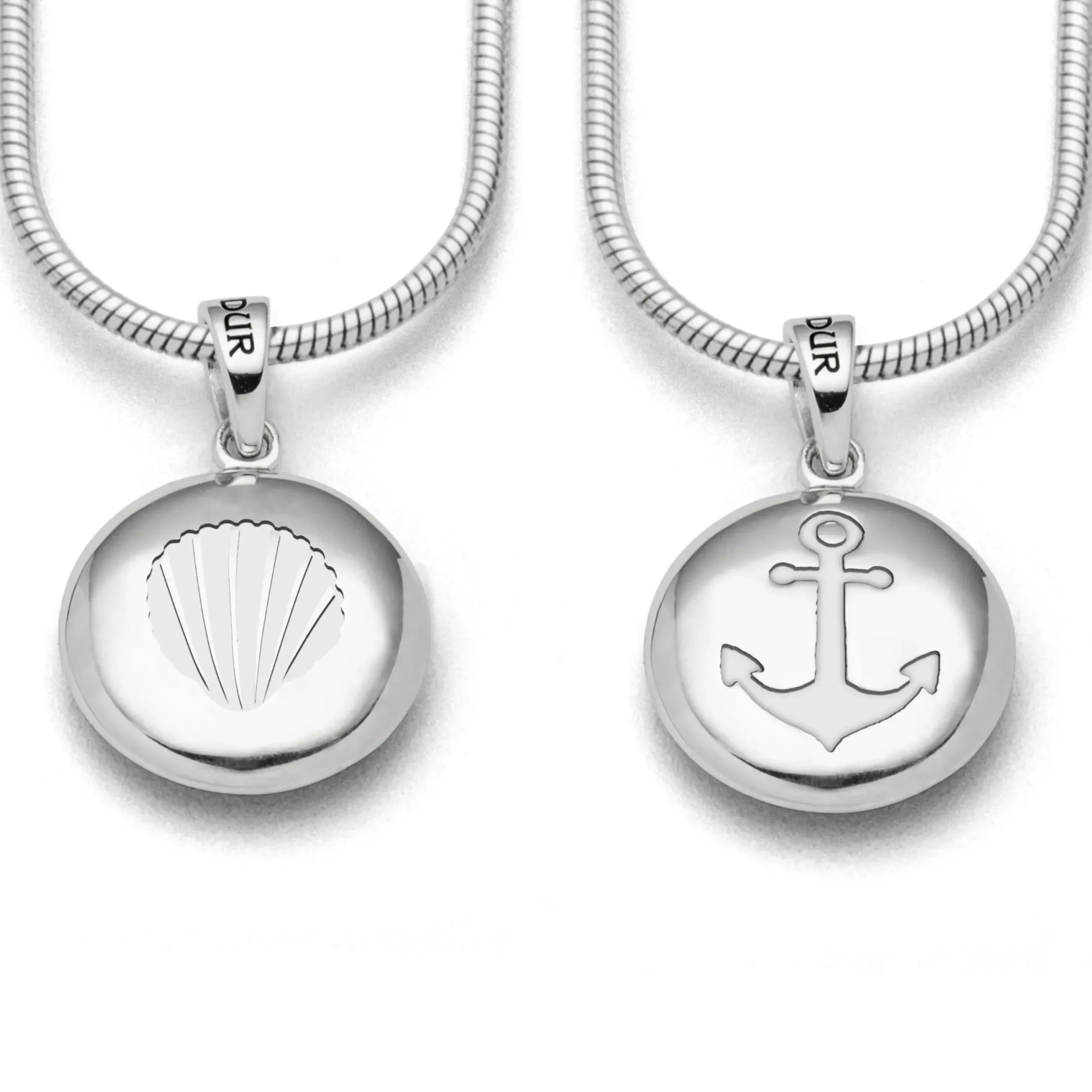 Anhänger "Anker/Muschel" Ellipse, hell rhodiniert