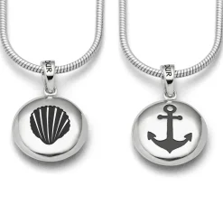 Anhänger "Anker/Muschel" Ellipse, dunkel rhodiniert