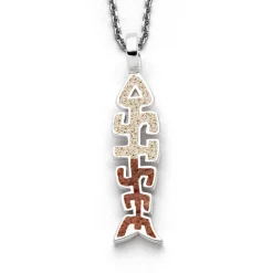 Anhänger Fischgräte "Ostsee" Strandsand/Bernstein