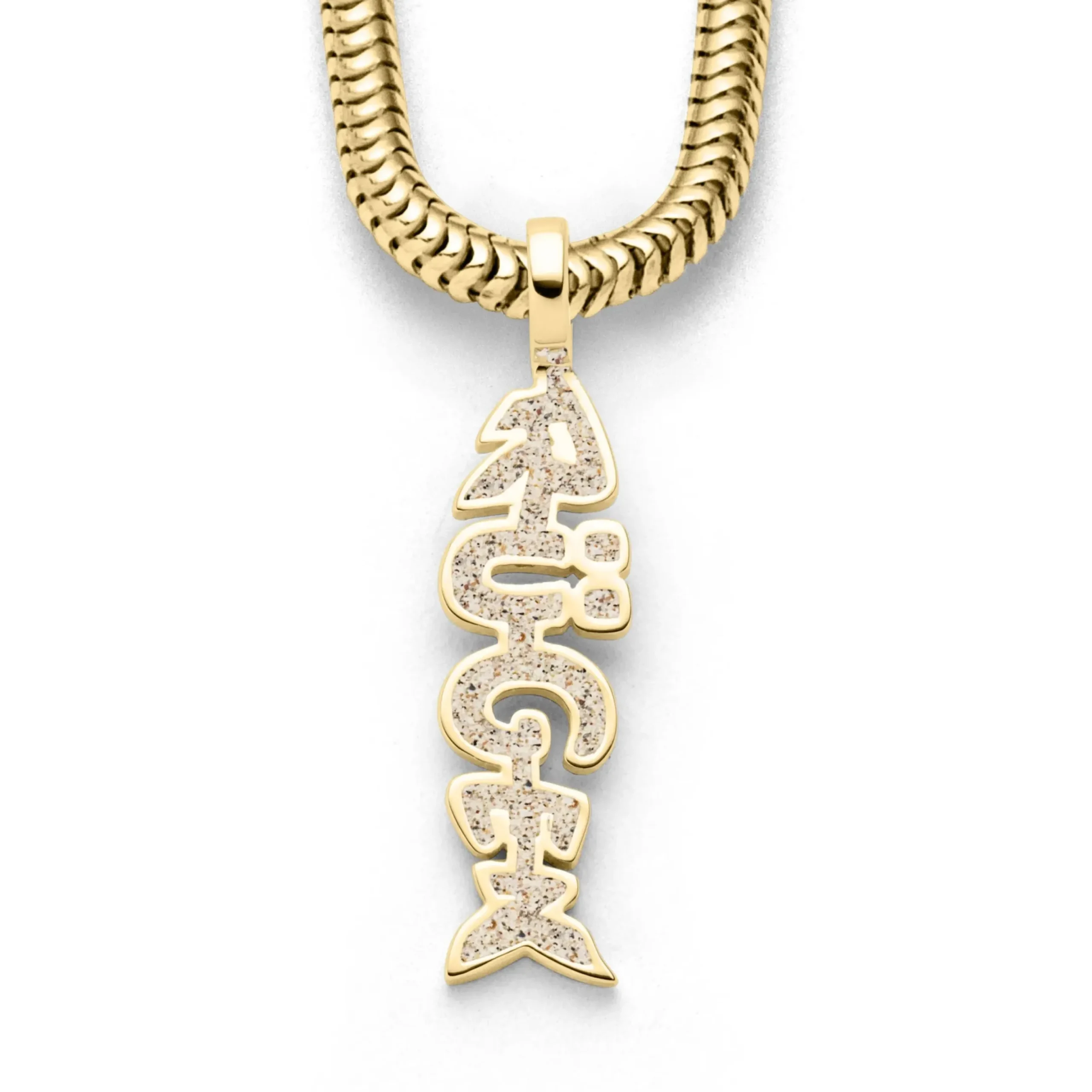 Anhänger Fischgräte "Rügen" Strandsand vergoldet