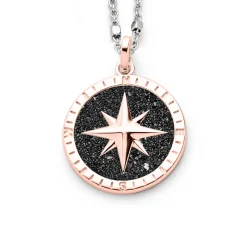 Anhänger "Kompassrose 2.0" Lavasand rose vergoldet