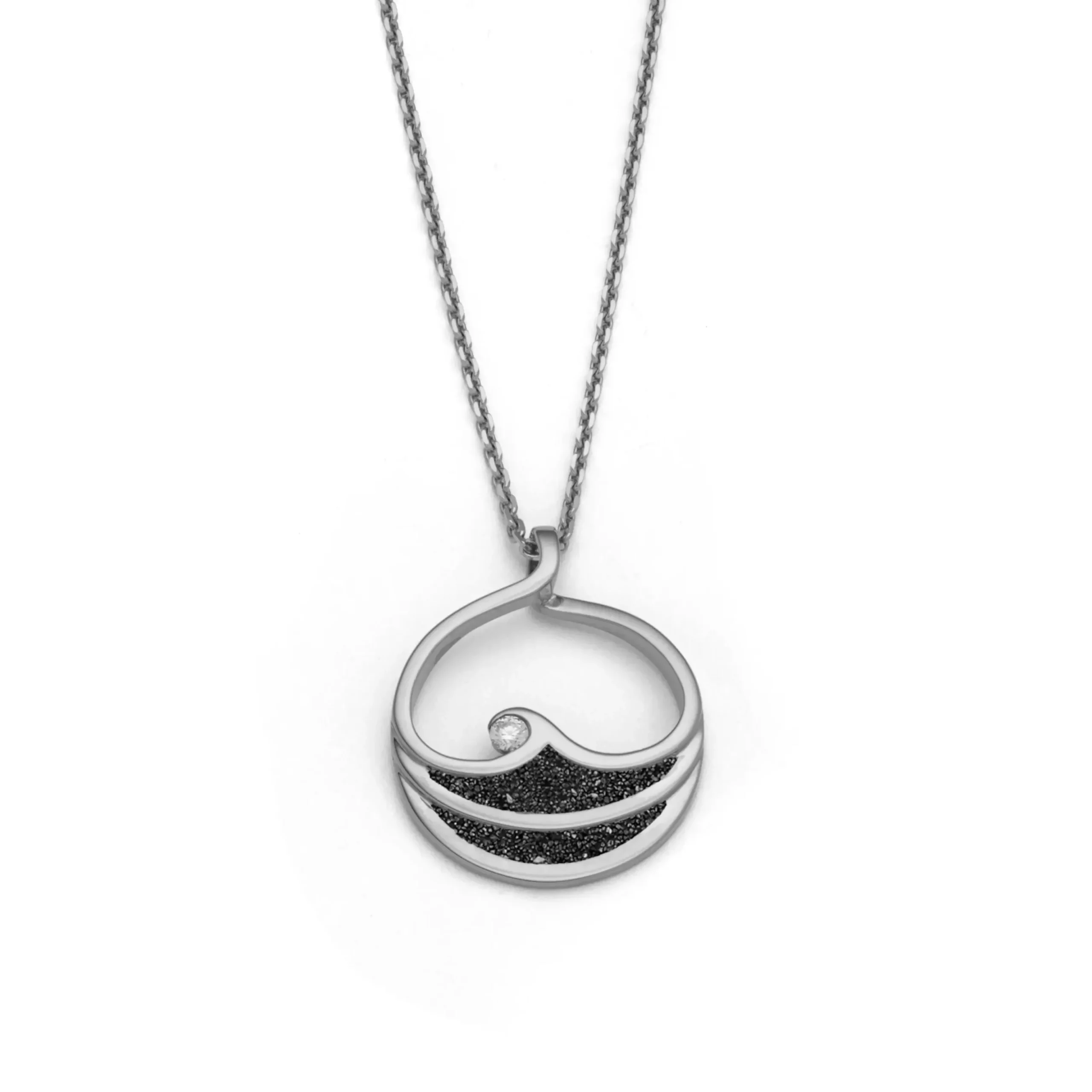 Anhänger "Maui" Lavasand /Zirk. rhodiniert