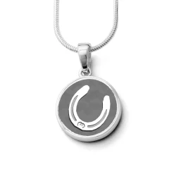 Anhänger Pferdeglück "Hufeisen" dunkel rhodiniert