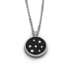 Anhänger"Monaco" Lavasand/Zirkonia rhodiniert