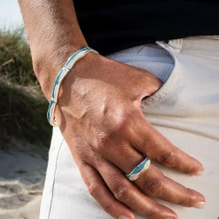 Armband "Welle Strandsand/Bernsteinsand" rhodiniert