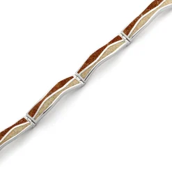 Armband "Welle Strandsand/Bernsteinsand" rhodiniert