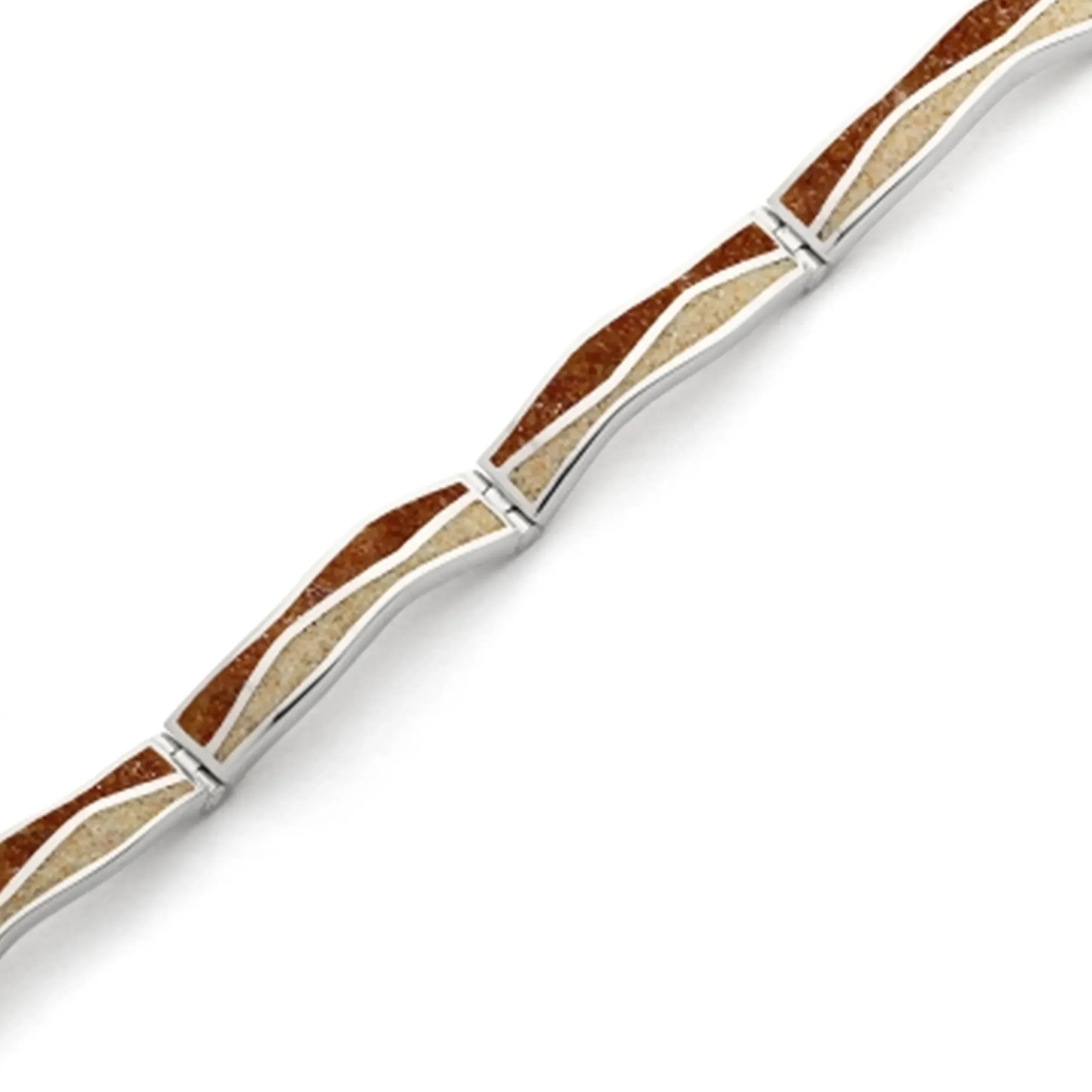 Armband "Welle Strandsand/Bernsteinsand" 20,5 cm rhodiniert