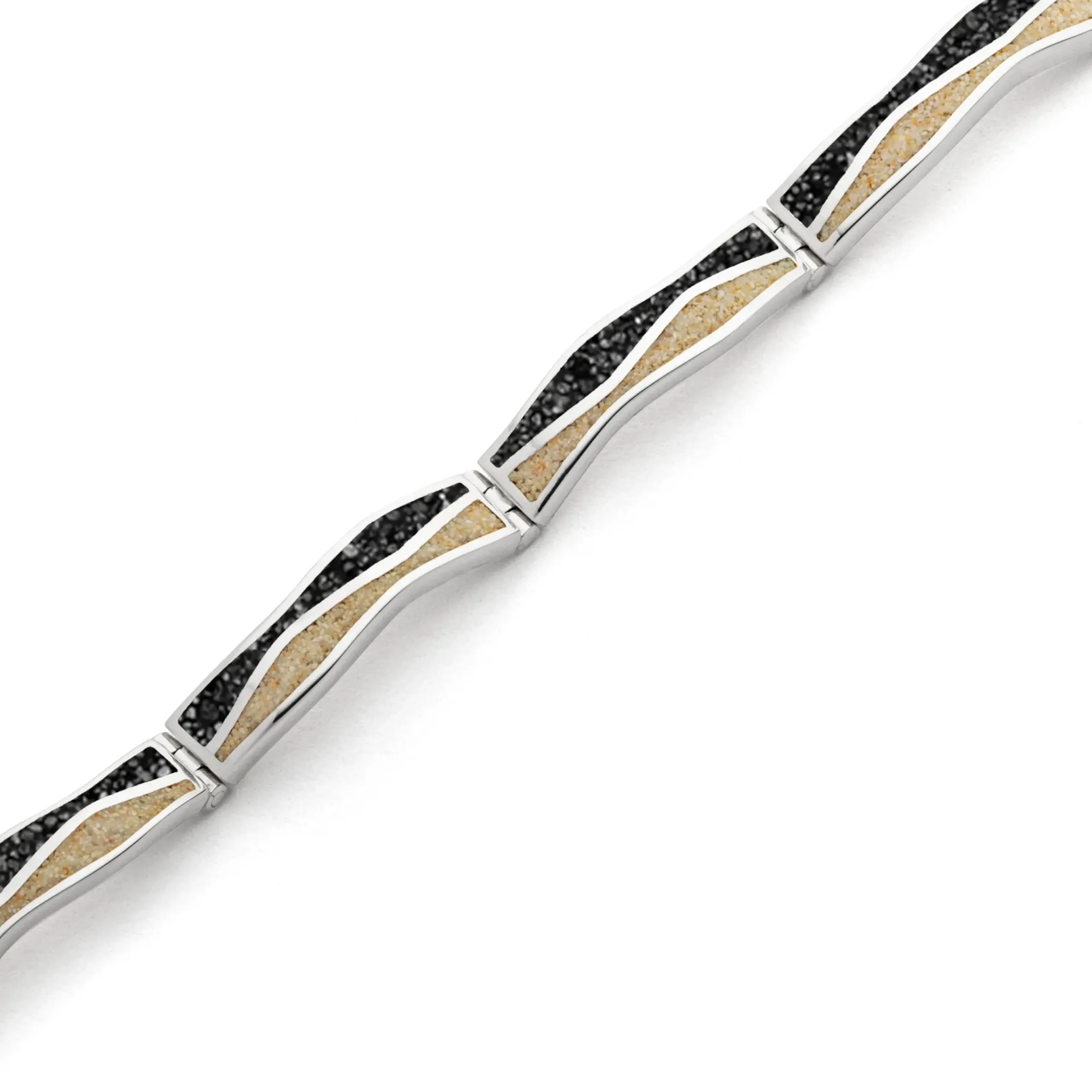 Armband "Welle Strandsand/Lavasand" rhodiniert 16,5 cm