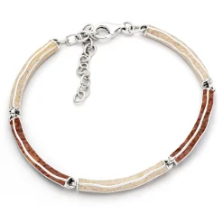 Armband "Wellenspiel" Strandsand/Bernstein