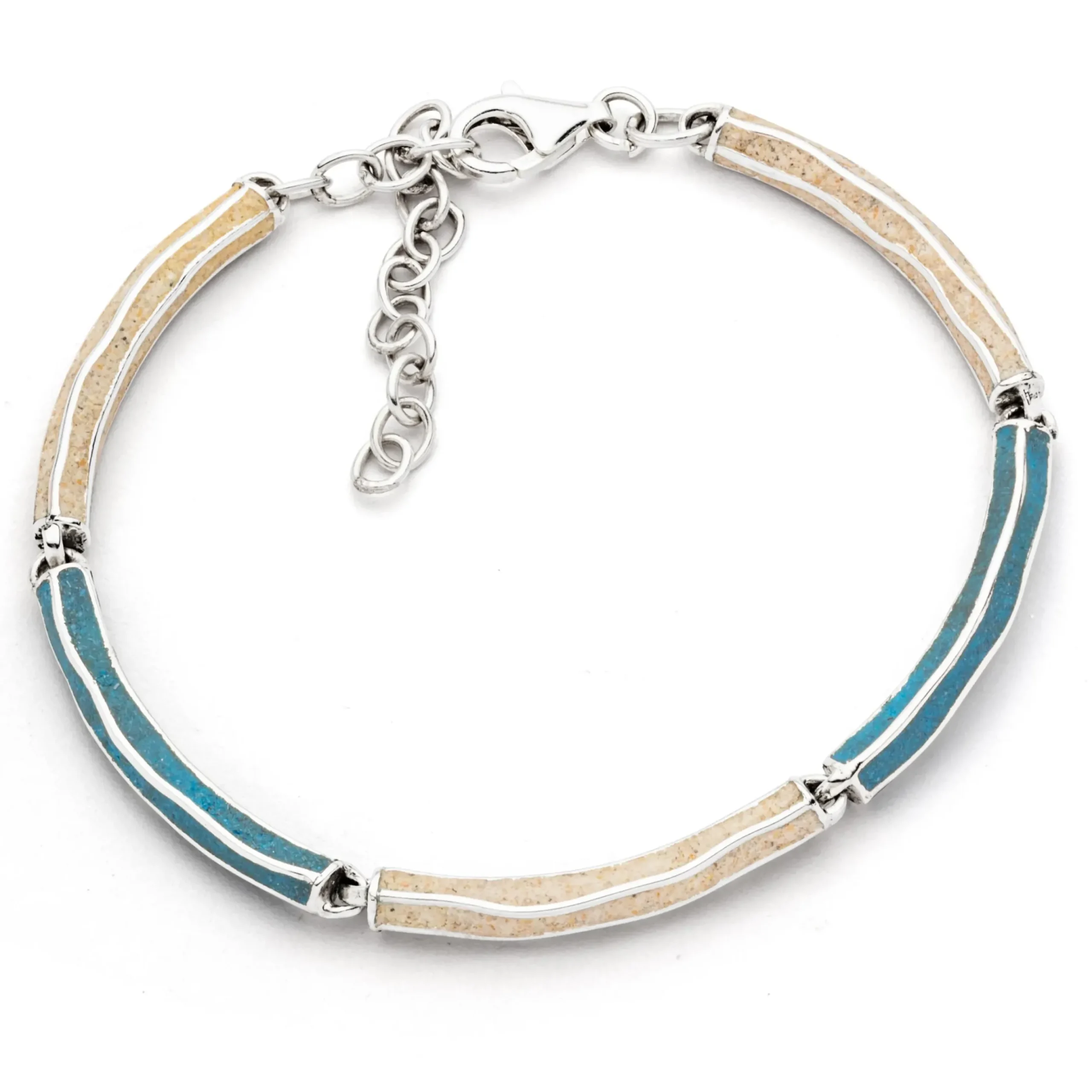 Armband "Wellenspiel" Strandsand/Steinsand blau