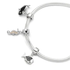 Charm "Fisch" dunkel rhodiniert