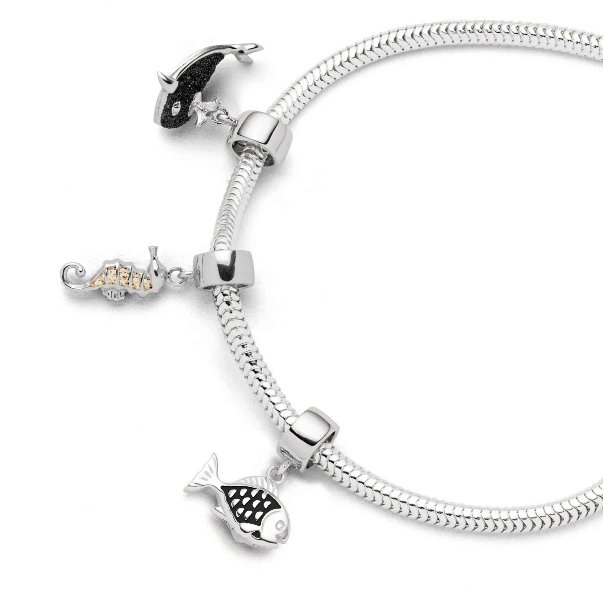 Charm "Fisch" dunkel rhodiniert