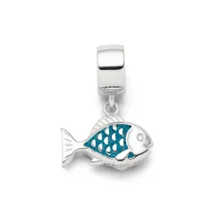 Charm "Fisch" Steinsand blau