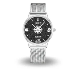 DUR Uhr 36er "Büsum" Lavasand, Mesh Band Edelstahl