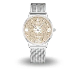 DUR Uhr 36er "Büsum" Strandsand, Mesh Band Edelstahl