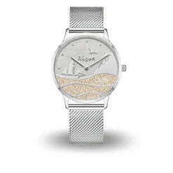 DUR Uhr 40er "Göhren" Strandsand, Mesh Band Edelstahl
