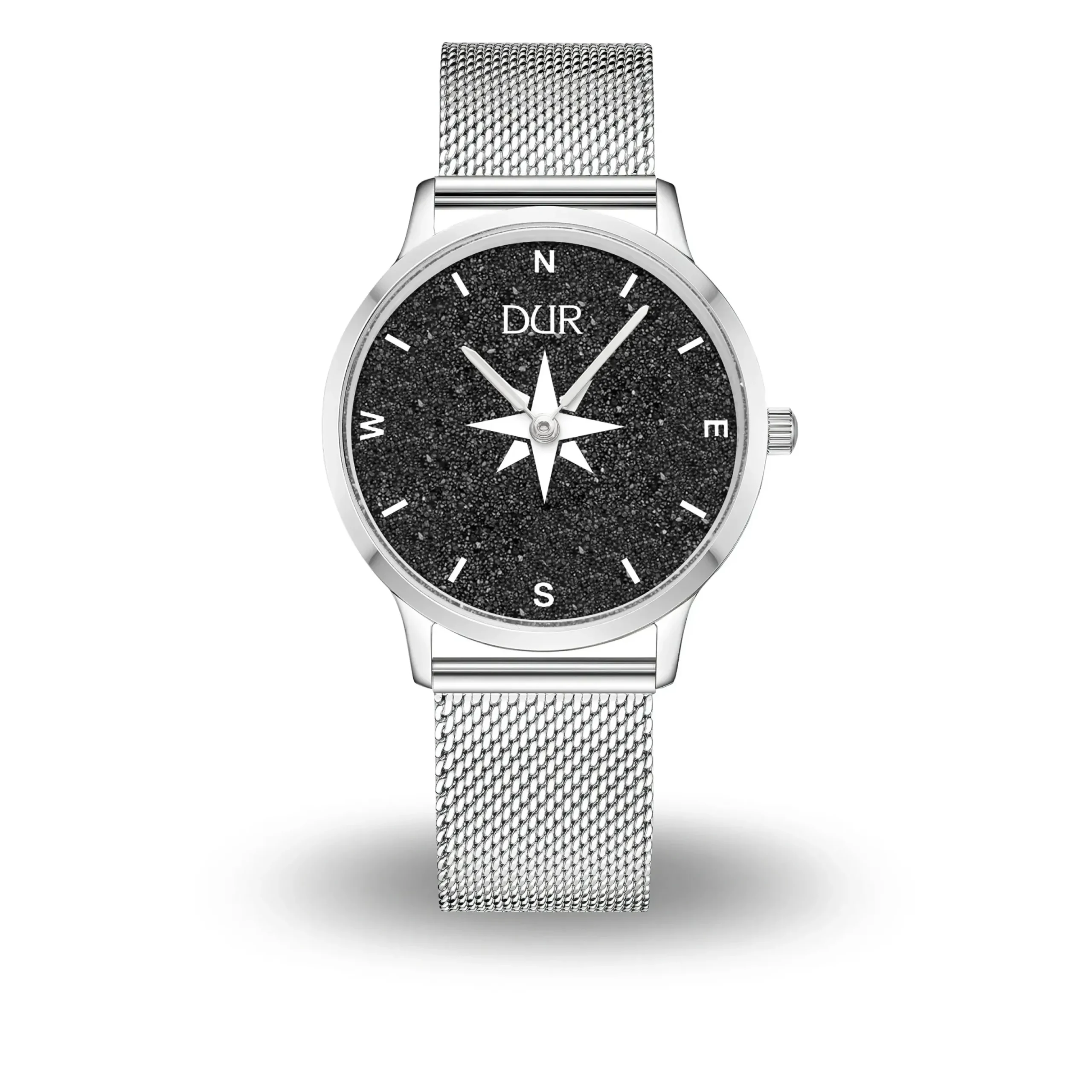 DUR Uhr 40er "Kompass 2.0" Lavasand, Mesh Band Edelstahl