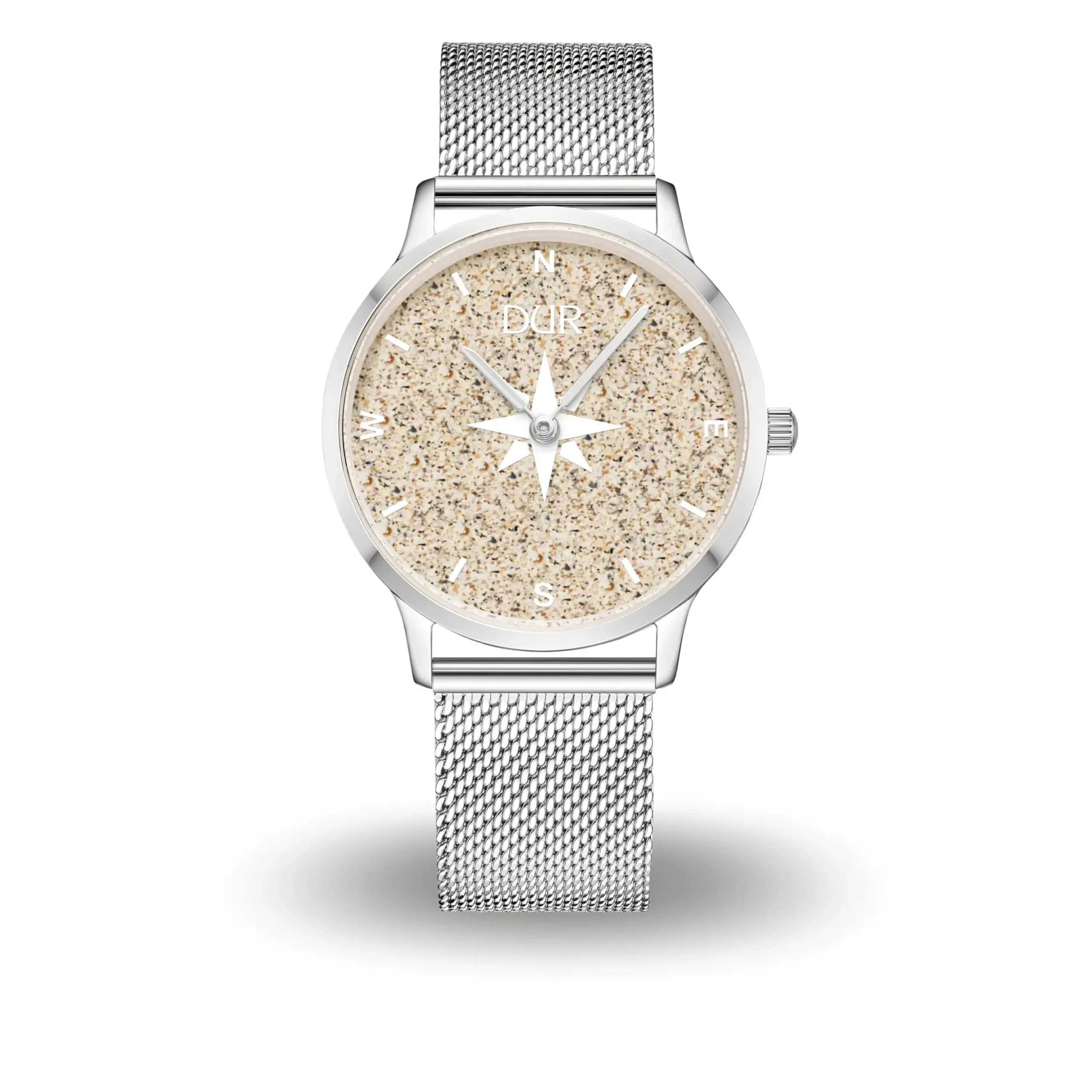 DUR Uhr 40er "Kompass 2.0" Strandsand, Mesh Band Edelstahl