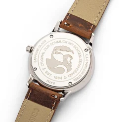 DUR Uhr 40er "Kompass" Strandsand, Lederband braun