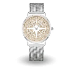 DUR Uhr 36er "Kompass" Strandsand, Mesh Band Edelstahl