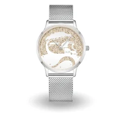 DUR Uhr 40er  "Küste" Strandsand, Mesh Band Edelstahl