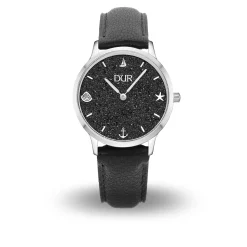 DUR Uhr 36er "Maritim" Lavasand, Lederband schwarz