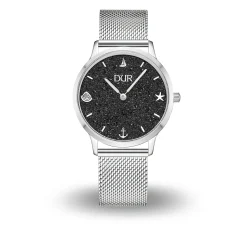 DUR Uhr 36er "Maritim" Lavasand, Mesh Band Edelstahl