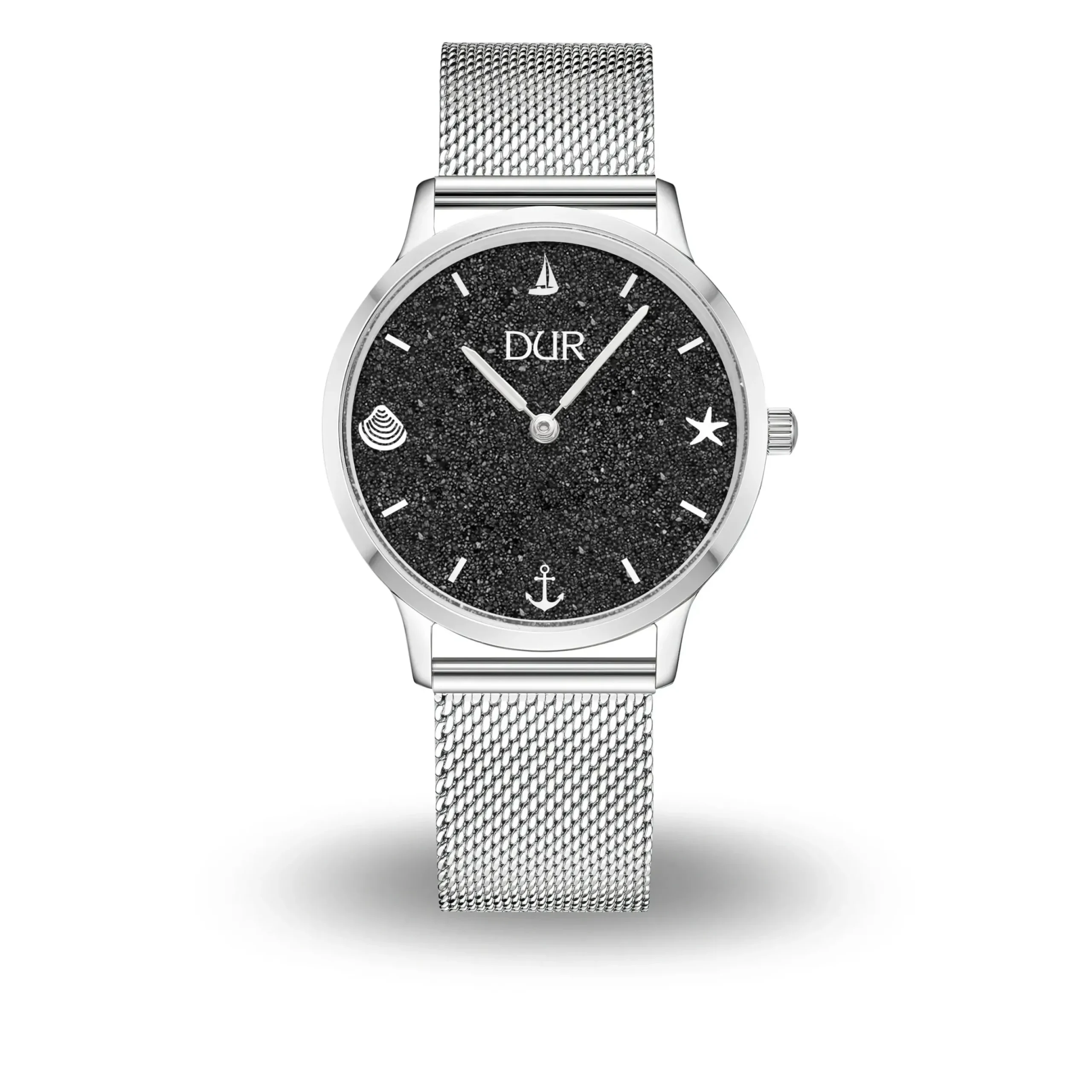 DUR Uhr 36er "Maritim" Lavasand, Mesh Band Edelstahl