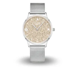 DUR Uhr 36er "Maritim" Strandsand, Mesh Band Edelstahl