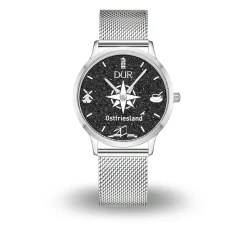 DUR Uhr 36er "Ostfriesland" Lavasand, Mesh Band Edelstahl