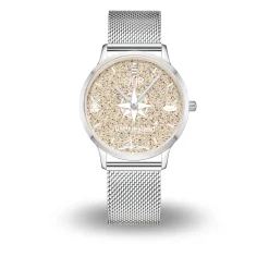 DUR Uhr 40er "Ostfriesland" Strandsand, Mesh Band Edelstahl