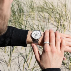 DUR Uhr 40er "Ostfriesland" Strandsand, Mesh Band Edelstahl