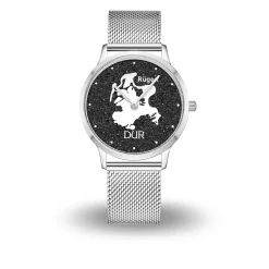 DUR Uhr 40er "Rügen" Lavasand, Mesh Band Edelstahl