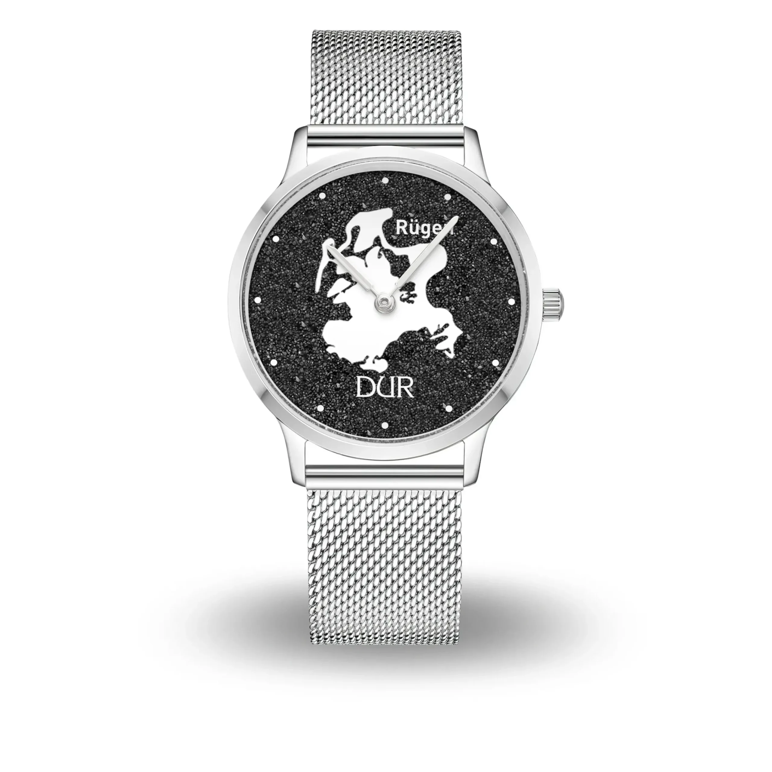 DUR Uhr 40er "Rügen" Lavasand, Mesh Band Edelstahl