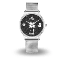 DUR Uhr 40er "Warnemünde" Lavasand, Mesh Band Edelstahl