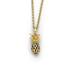 Kette "Ananas" Lavasand vergoldet