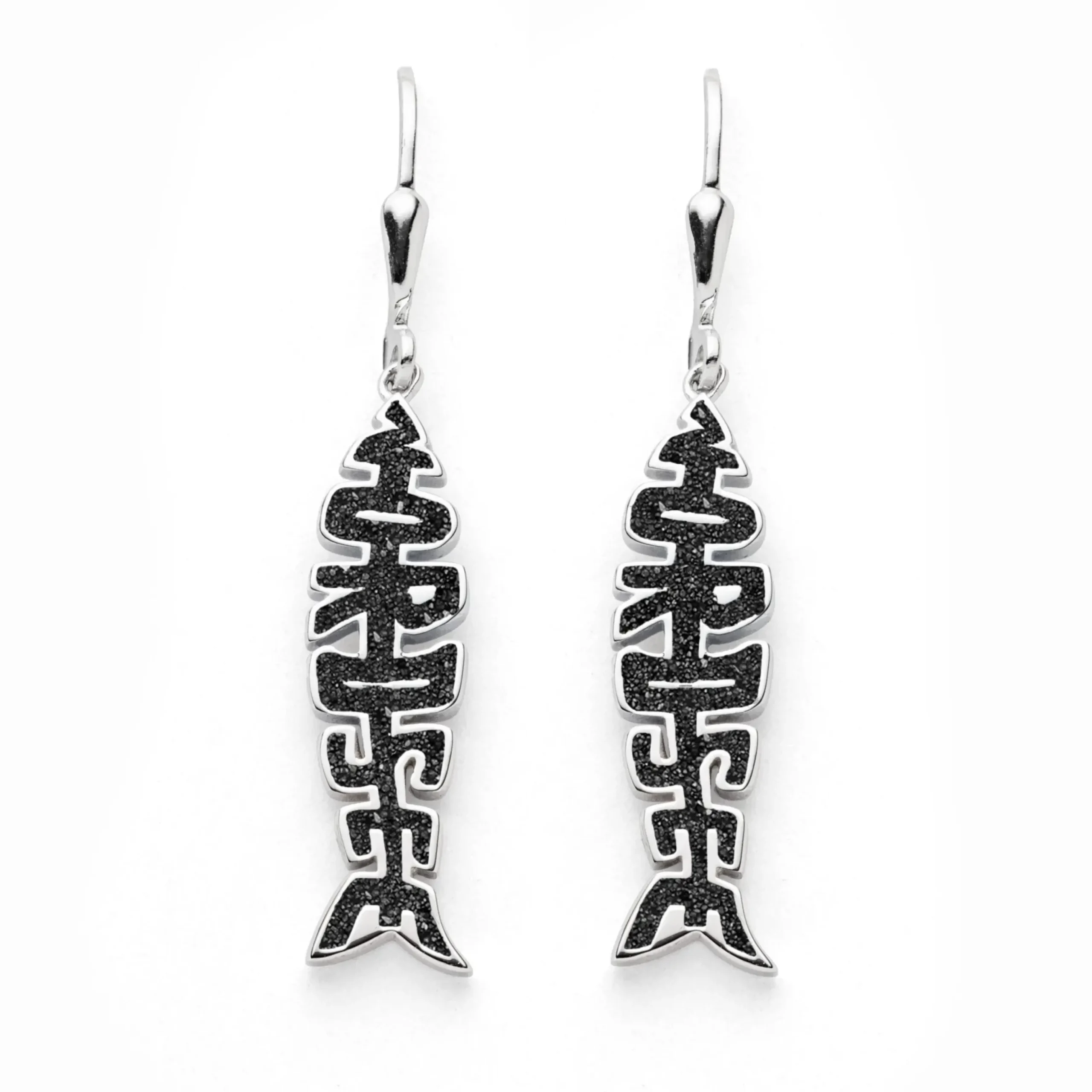 Ohrhänger Fischgräte Nordsee Lavasand