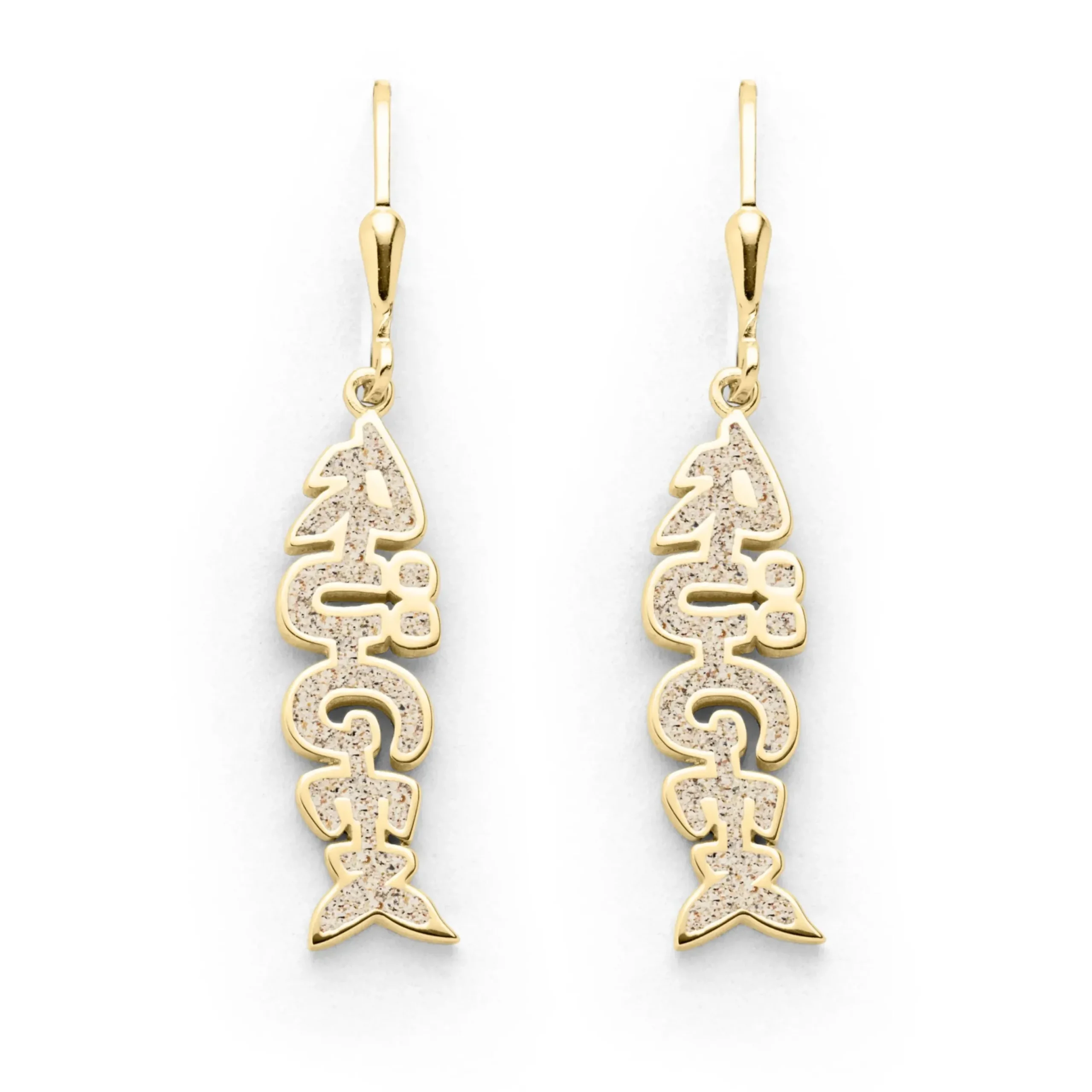 Ohrhänger Fischgräte "Rügen" Strandsand vergoldet