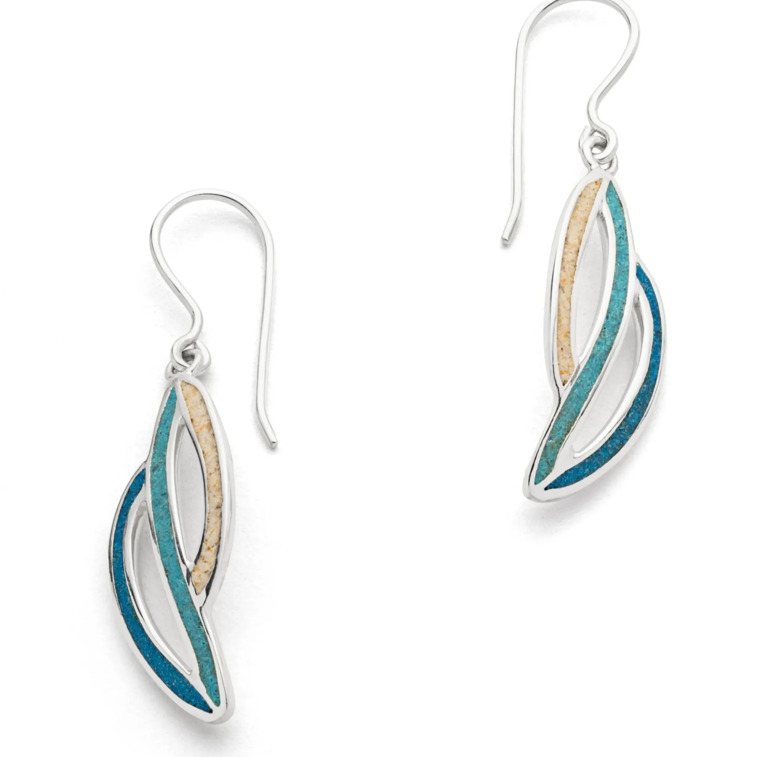 Ohrhänger "Ocean Stream" Strandsand/blauer Steinsand