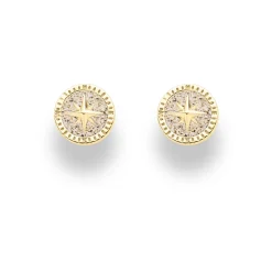 Ohrring "Kompassrose 2.0" 10 mm Strandsand vergoldet