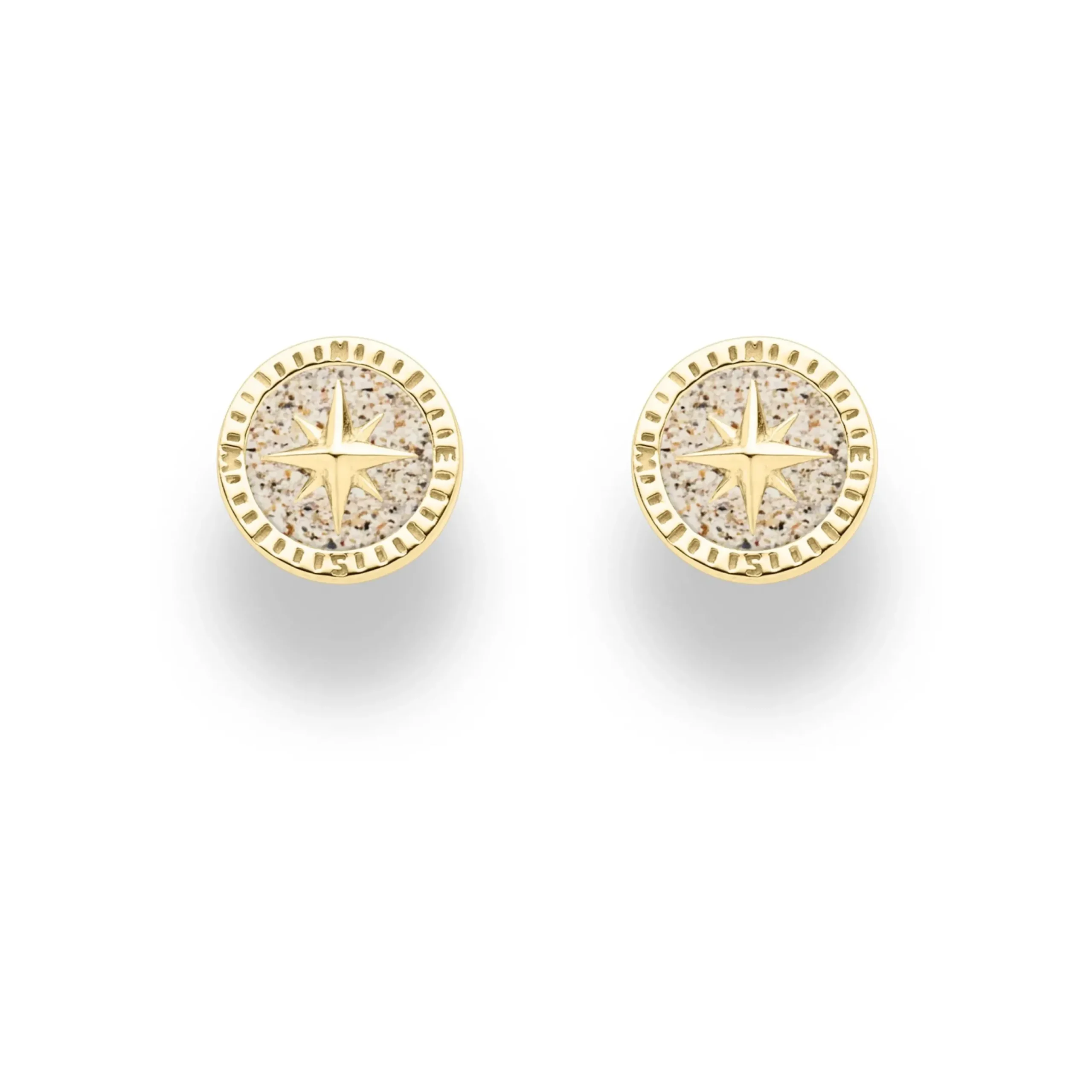 Ohrring "Kompassrose 2.0" 10 mm Strandsand vergoldet