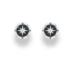 Ohrring "Kompassrose 2.0" 10 mm Zirkonia und Lavasand