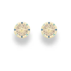 Ohrring "Kompassrose 2.0" 10 mm Zirkonia und Strandsand, vergoldet