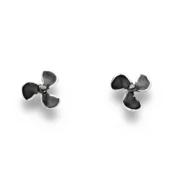 Ohrstecker "Schiffsschraube" matt, dunkel oxidiert