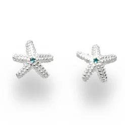 Ohrstecker ''Seestern'' Zirkonia blau