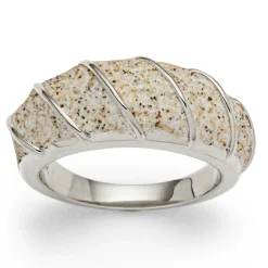 Ring "Bali" Strandsand rhodiniert